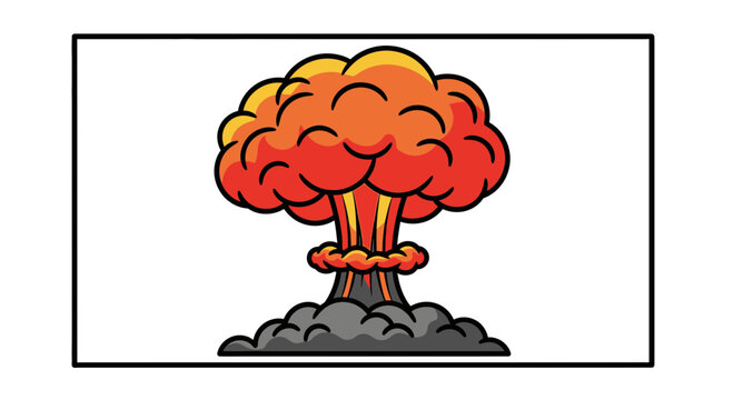 Explosion Cloud, Mushroom Cloud, Atomic Bomb Blast, Fire and Smoke