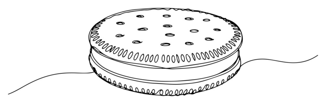 oreo style sandwich cookie continuous line drawing