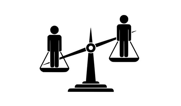 Human Value Balance Scale Vector Icon: Social Inequality, Justice Court, and Employee Performance Comparison Graphic Asset in Solid Glyph Style