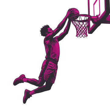 Basketball player dunking