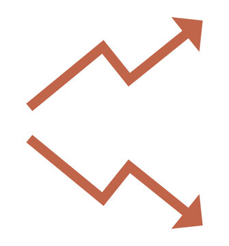 business growth and decline arrows showing market trends and financial performance