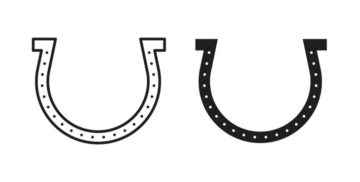 Horseshoe icon linear pictogram. Editable Stroke. Isolated Vector Illustration.