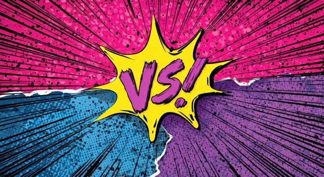 Vibrant comic book style VS battle background for concepts and themes