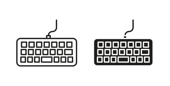 Keyboard icon linear pictogram. Editable Stroke. Isolated Vector Illustration.