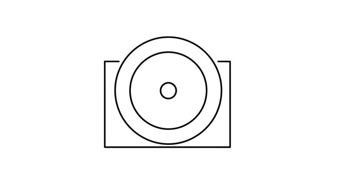 Simple Line Art Icon of a CD or DVD Disc on a Square Base