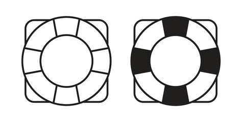 Life buoy icon linear pictogram. Editable Stroke. Isolated Vector Illustration. © rupa