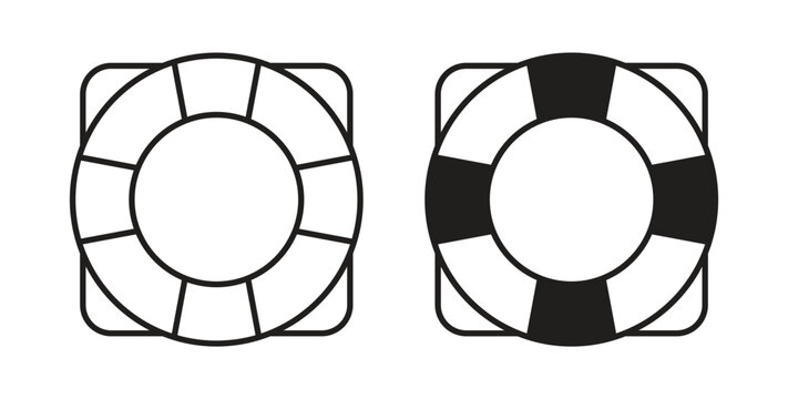 Life buoy icon linear pictogram. Editable Stroke. Isolated Vector Illustration.