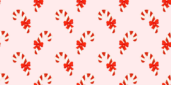 Lollipop seamless vector pattern for festive cover or bg. Small christmas design elements candy cane and peppermint motifs in bright. Green and white for sweet holiday or winter art.
