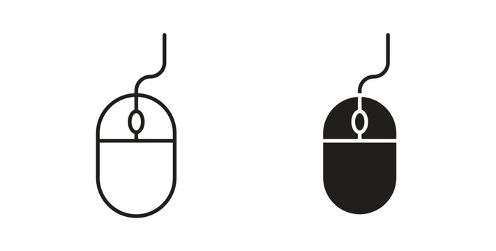 Mouse icon linear pictogram. Editable Stroke. Isolated Vector Illustration.