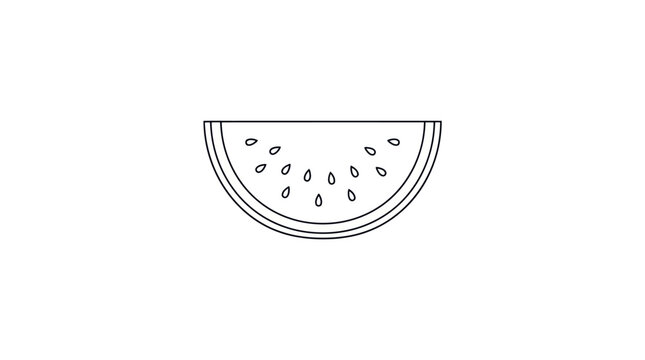 Minimalist Watermelon Slice Outline Vector Illustration