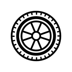Fototapeta premium Minimal tire icon with clean tread pattern and circular geometry. Modern flat SVG design ideal for automotive apps, garages, transportation, and vehicle maintenance.