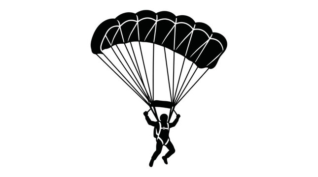 Parachute, skydiving, adventure, extreme sports, black silhouette icon