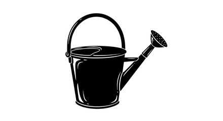 Black Watering Can Vector Illustration Isolated on White © winih