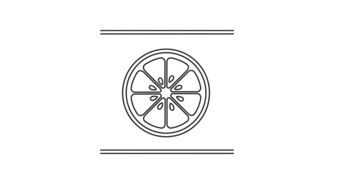 Minimalist Line Art Citrus Slice Icon with Horizontal Lines