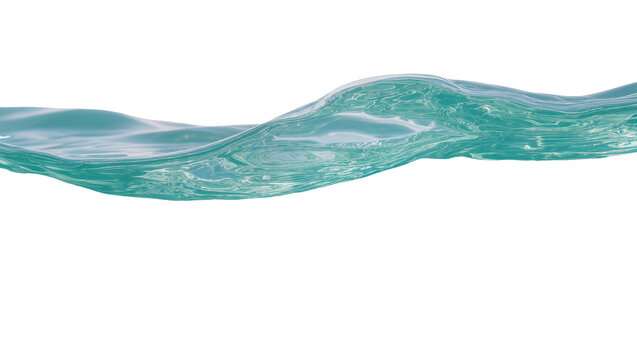 Turquoise liquid wave cresting, isolated on transparent background