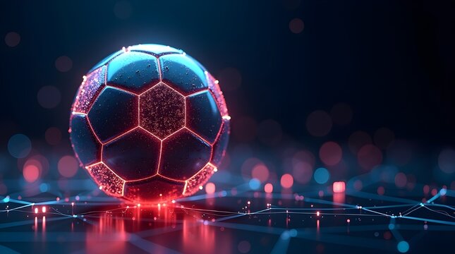 Neon glowing soccer ball digital concept