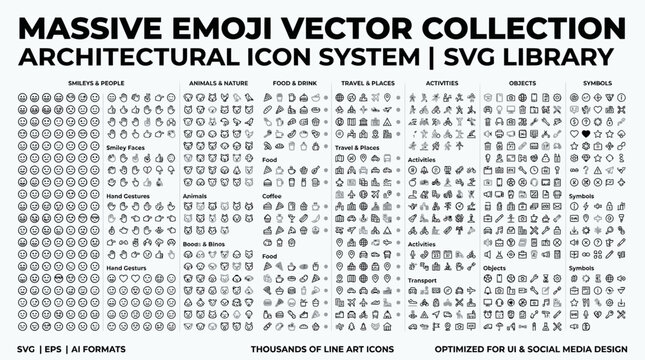 Massive Emoji Vector Collection: Architectural Icon System & SVG Library