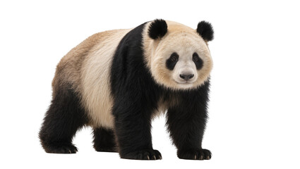 Giant panda bear with black and white fur, isolated on transparent background © Aliona