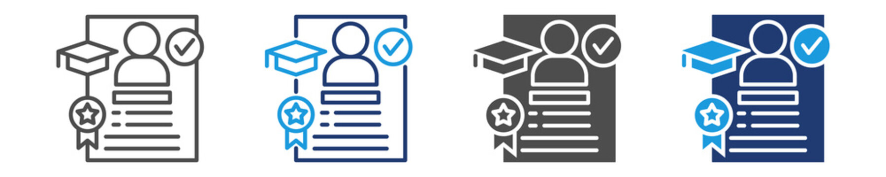 academic record icon set multiple style