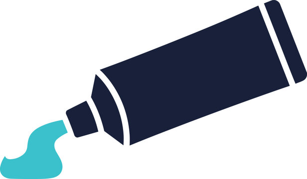 Tube of toothpaste with squeezed product for daily dental hygiene and fresh breath oral care maintenance graphic.