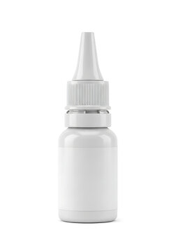 Blank white dropper bottle for eye or ear drops isolated on white background with pharmacy medicine packaging container treatment pharmaceutical supplement isolated template cosmetic