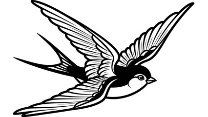 Fototapeta premium Classic Old School Swallow Bird Tattoo Illustration