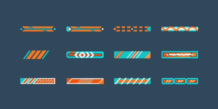 Geometric Ornament Set Vector Illustration With Teal And Orange Accents