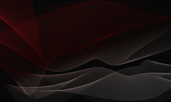 Abstract red and black wavy mesh pattern with gradient effect