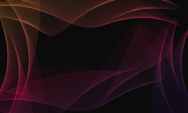 Vibrant multicolored wavy mesh pattern on dark background design element