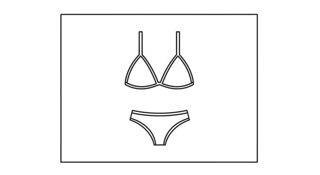 Minimalist Bikini Line Art Icon: Triangle Top and Briefs, Summer Beachwear Fashion