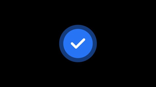 Payment done animation with blue checkmark icon
