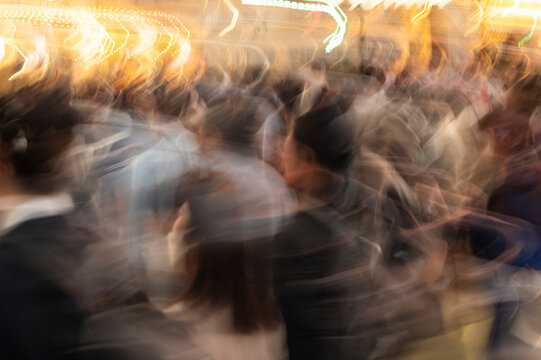 Abstract Motion Blur of Crowded City Street