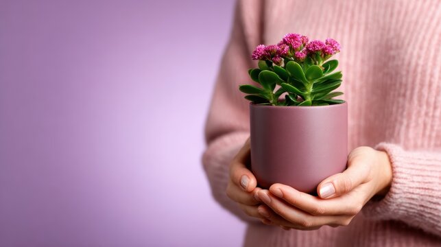 A person's hands gently holding a pot with vibrant pink flowers, highlighting the beauty of home gardening and the joy that plants bring into everyday life.