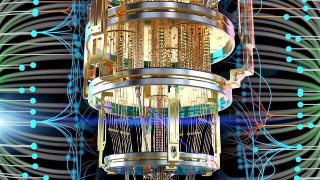 Advanced Quantum Computer Processor with Intricate Circuitry and Data Flow Visualization