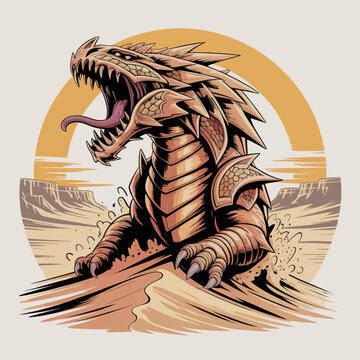 Mythical sea monster rising from water.