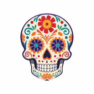 Colorful Sugar Skull Illustration