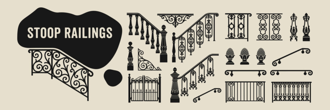 Ornamental Stoop Railing Architectural Sets