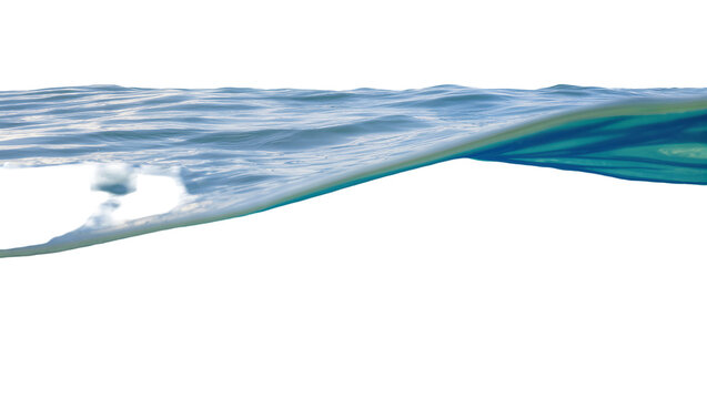 Gentle ocean waves with turquoise and blue hues, isolated on transparent background