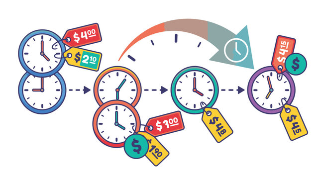Clocks with money and time concept.