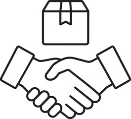 Obraz premium Handshake and package delivery icon