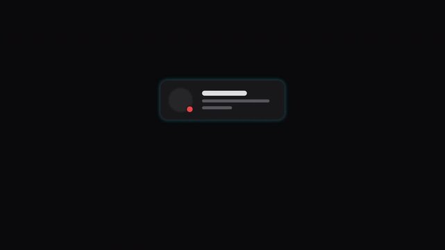 Sleek dark minimalist notification alert element for modern digital user interfaces, effectively indicating new activity, pending messages, or important system updates