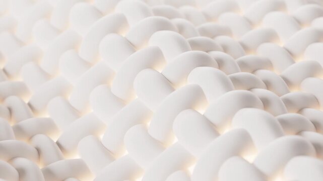 Abstract white fabric weaving pattern with soft lighting and subtle movement creating a clean and elegant background texture.