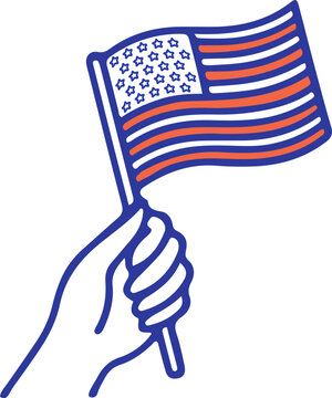 Hand drawn American flag for 4th of July, US vecor Independence Day. Independence Day graphic elements series for US 250th anniversary