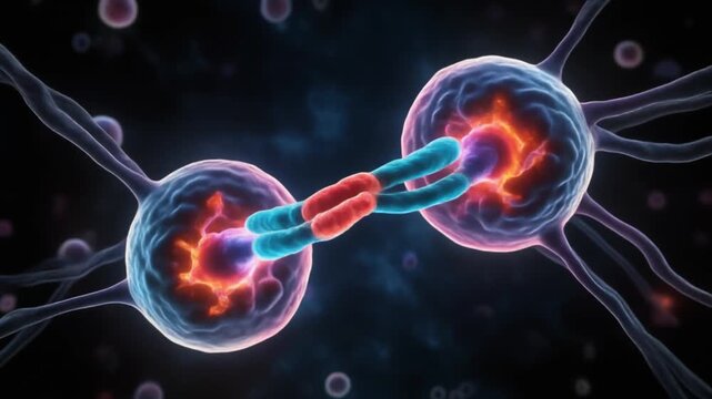 3D medical animation of centrosome and spindle fiber cell division