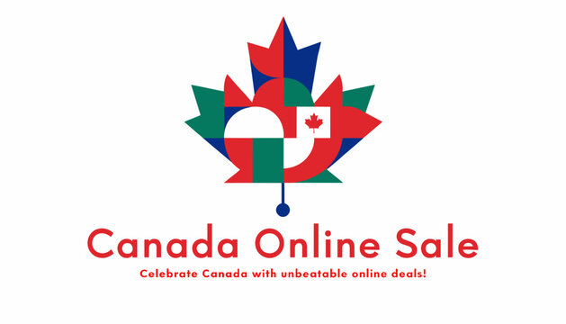 Canada Online Sale featuring a stylized maple leaf logo and the tagline 'Celebrate Canada with unbeatable online deals!'.