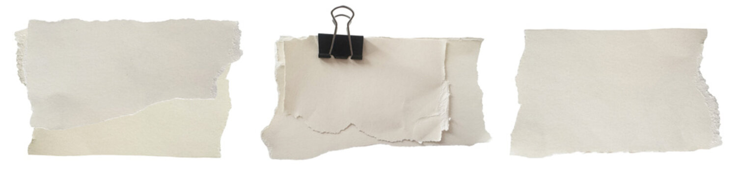 Blank eggshell aged sheet paper texture clip clamp memo sketchbook ideal for scrapbook journal notepad. Retro vintage torn ripped edgy clean background.