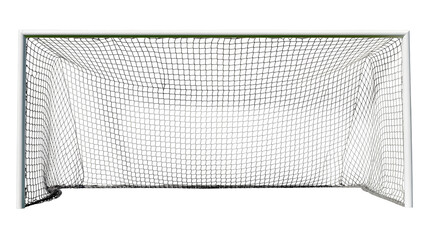White metal soccer goal with white net, isolated on transparent background © Viktor