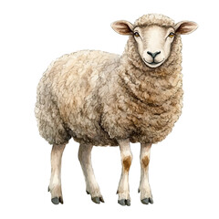 Fototapeta premium Sheep, detailed watercolor clipart vector, isolated on a pure white background.