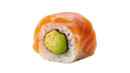 Fresh salmon and avocado sushi roll, isolated on transparent background © Iura