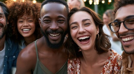 Fototapeta premium Joyful group gathering outdoor celebration candid photo happy vibes